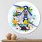 Designart - Two Tit Birds Sitting Near The Nest With Eggs I - Traditional Metal Circle Wall Art